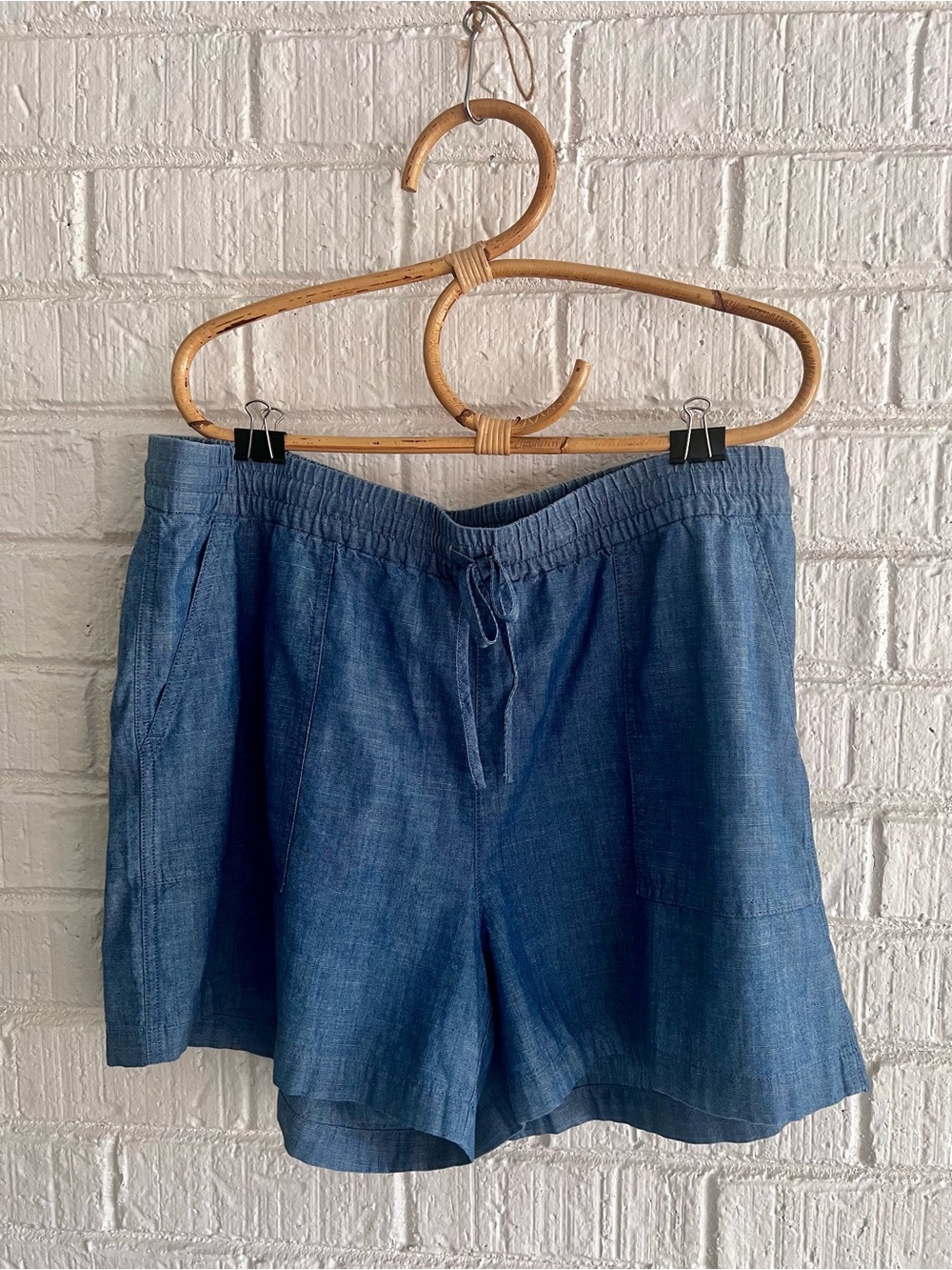 J. Crew Indigo Drawstring Linen-Cotton Sz. L Shorts NWT MSRP $54.50